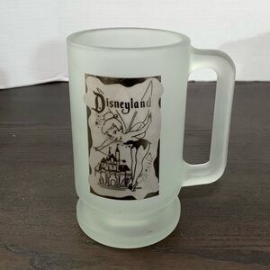 Vintage Disney Tinkerbell Cloudy Glass Mug Made in USA Happiest Place on Earth